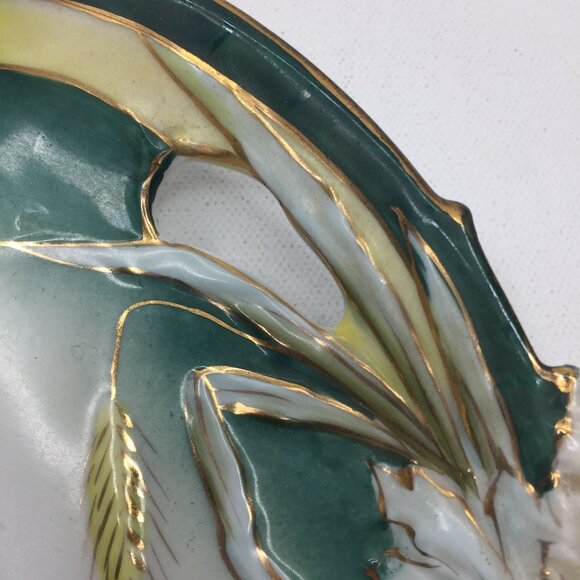 Vintage 10" Prussia Decorative Turquoise Floral Ceramic Plate Hanging White Pink - Picture 6 of 7